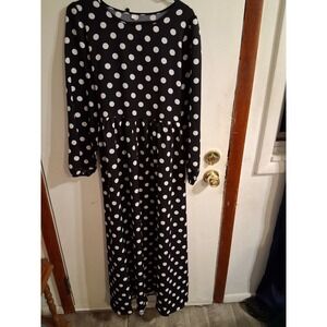 Polka Dot Maxi Dress Black White Large NWOT